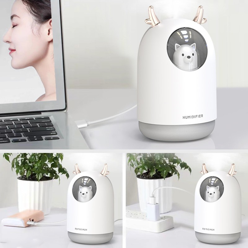 【GOGOMART】Pet Ultrasonic Humidifier RGB Aroma Essential Oil Diffuser 300ml