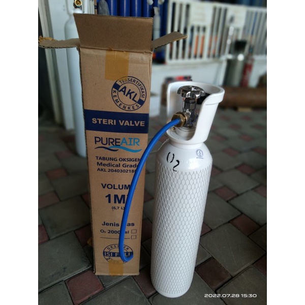 Tabung oksigen ikan / tabung oksigen packing ikan + isi + nepel Kuningan + selang ½ meter