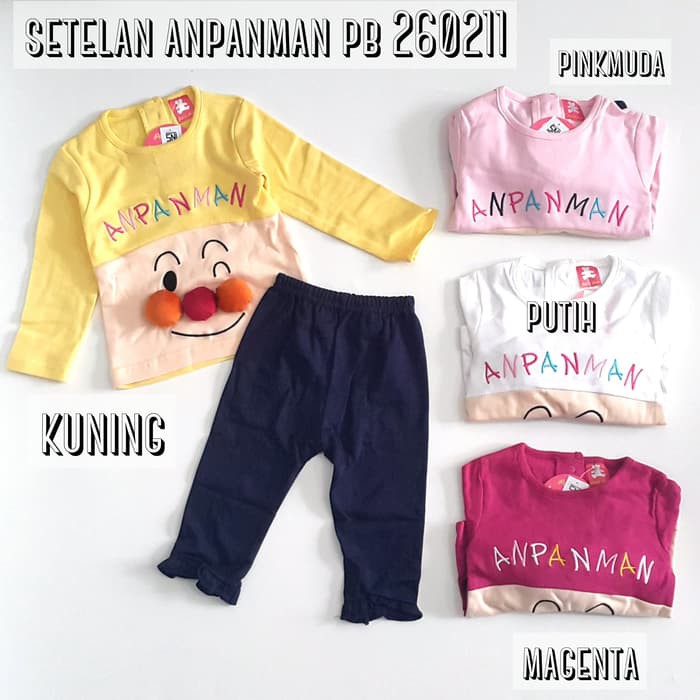 PB260211 Baju Bayi Perempuan Setelan Legging Anak Anpanman