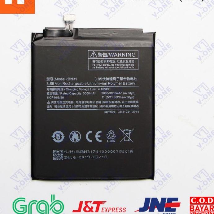 NEW  9.9 Baterai Xiaomi Mi5 X, Mi A1, Redmi Note 5 A, 5 A Prime, BN31 Original Garansi Resmi [KODE 0
