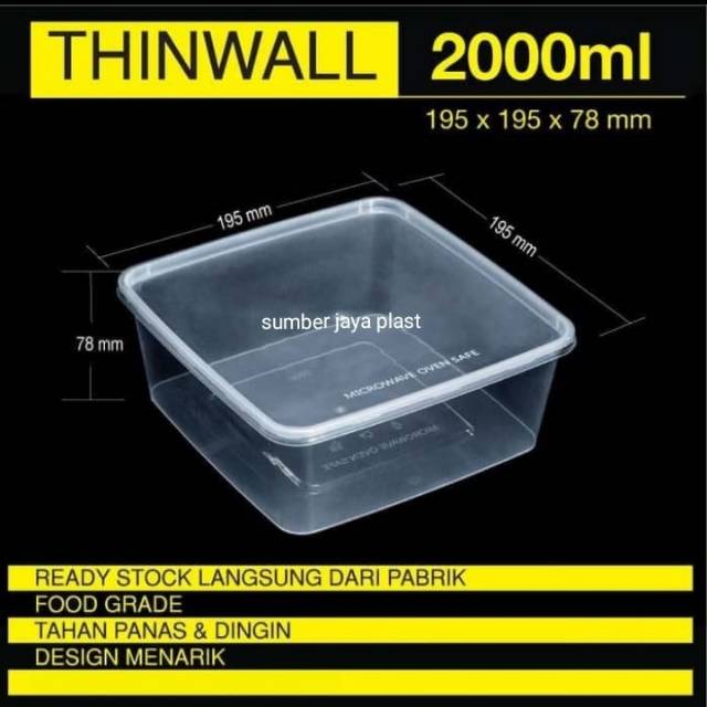 Thinwall 2000 ml/kotak plastik/kotak makan