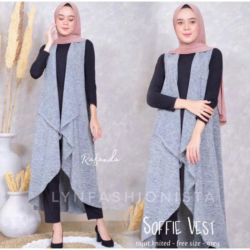 LYNFASHIONISTA-OUTER WANITA MUSLIMAH RAJUT PREMIUM MODEL LAYER PREMIUM/SOFFIE