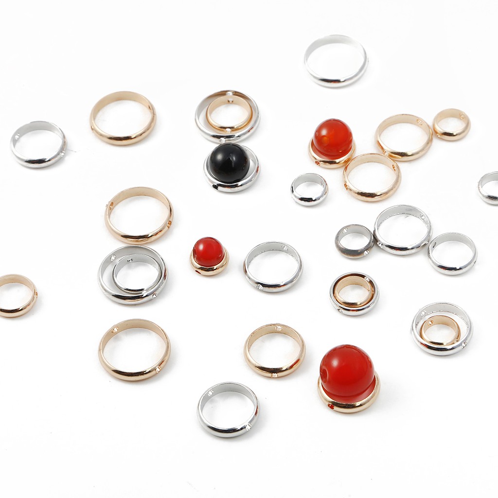 10pcs Manik-Manik Spacer Lubang Ganda Ukuran 6/8/10/12mm Untuk Membuat Perhiasan Gelang Diy