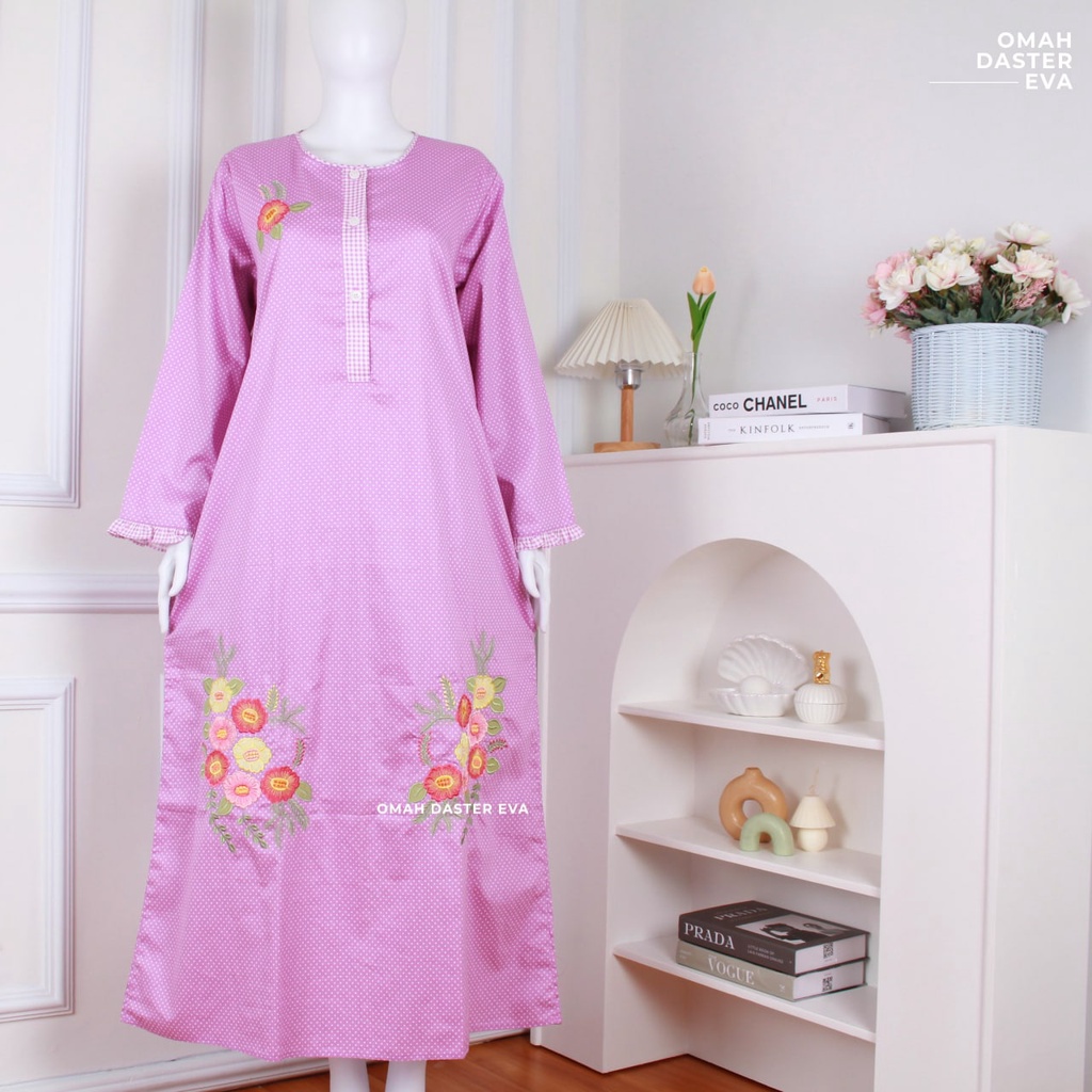 Daster Panjang Lilac Bordir Original Omah Daster Eva Busui Friendly