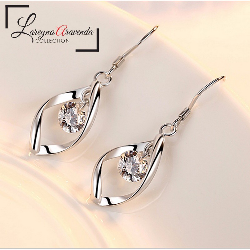 Anting Wanita Titanium Motif Kristal Crystal Anti Karat Non Alergi AT052-1