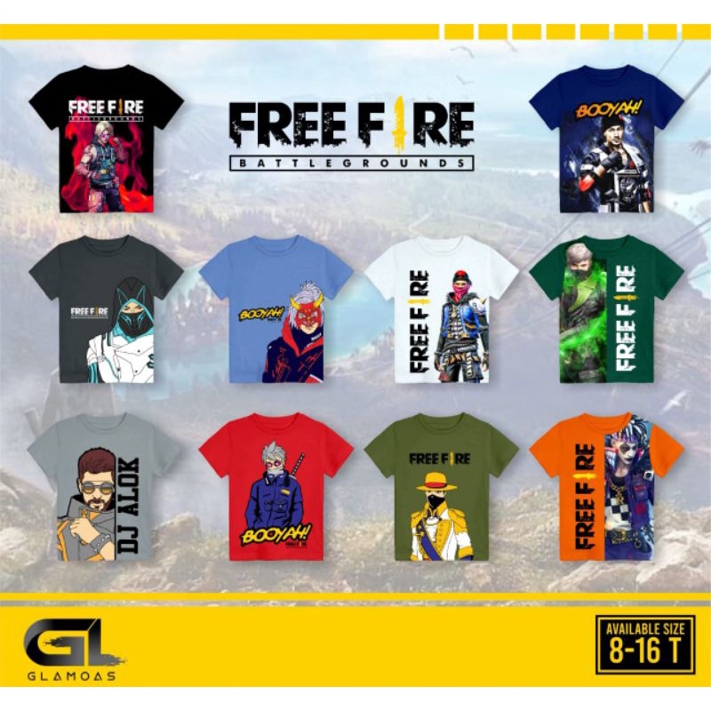 Kaos Pendek Anak Cowok Free Fire Glamoas
