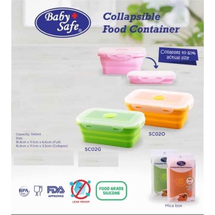 Baby Safe Collapsible Food Container 540ml