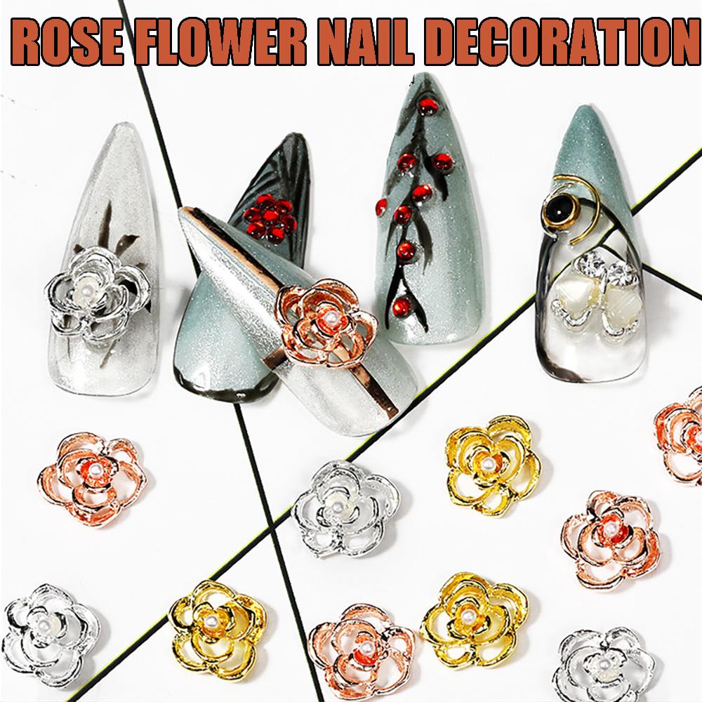 Mxbeauty 10Pcs / Set Charms Berlian Imitasi Bentuk Bunga Mawar 3D Multiwarna Untuk Dekorasi Nail Art