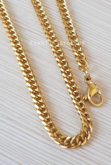 Kalung rantai gold white import titanium antikarat kalung wanita pria titanium antikarat