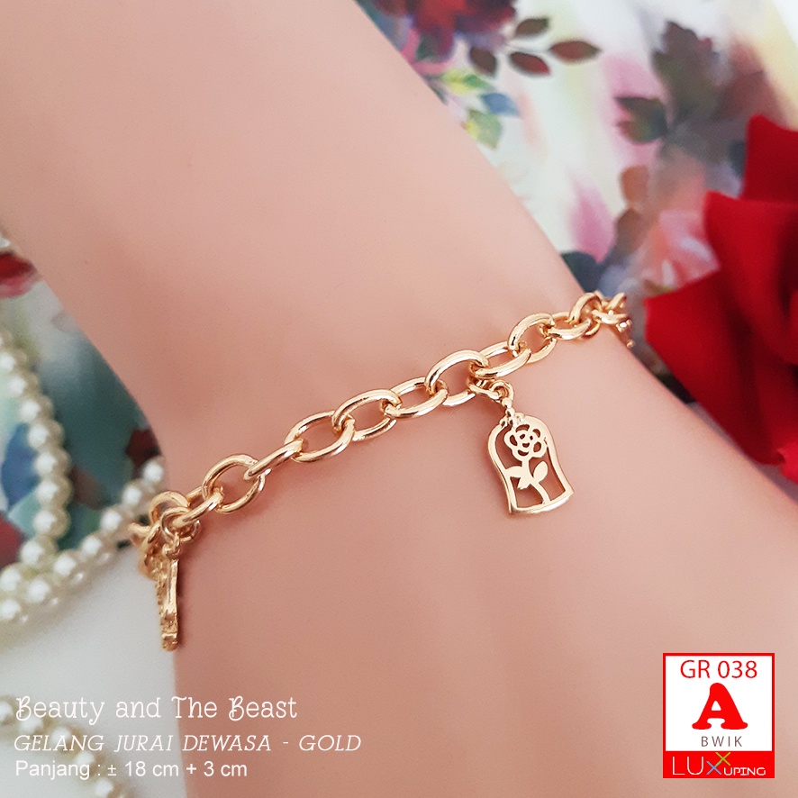 GR 038 Gelang Xuping Charm Gold Perhiasan Lapis Emas Beauty and The beast Disney Luxx Xuping