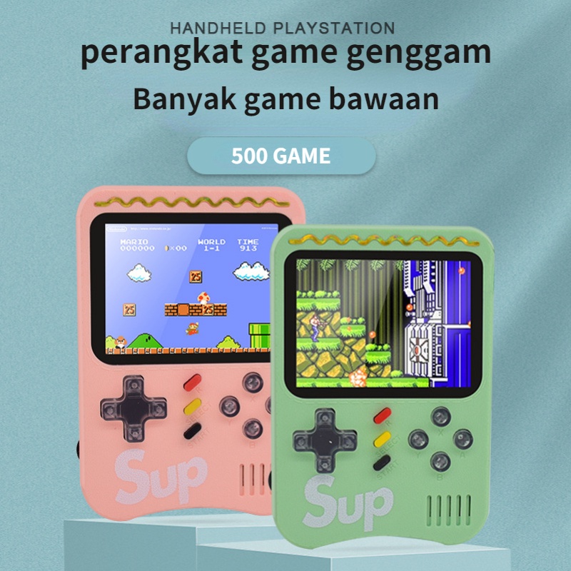 Konsol game genggam 2,4 inci 500 game nostalgia klasik pertempuran ganda multi-warna