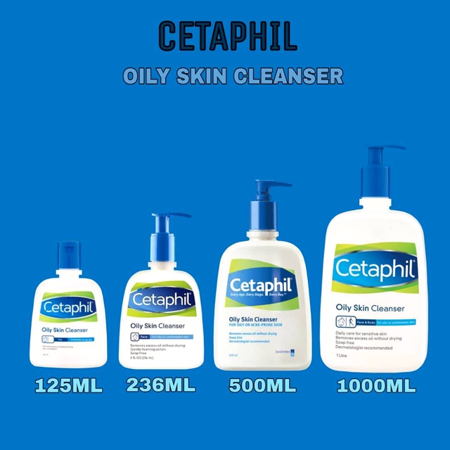 Cetaphil oily skin 125ml 250ml 500ml 1000ml/cetaphil oily skib cleanser