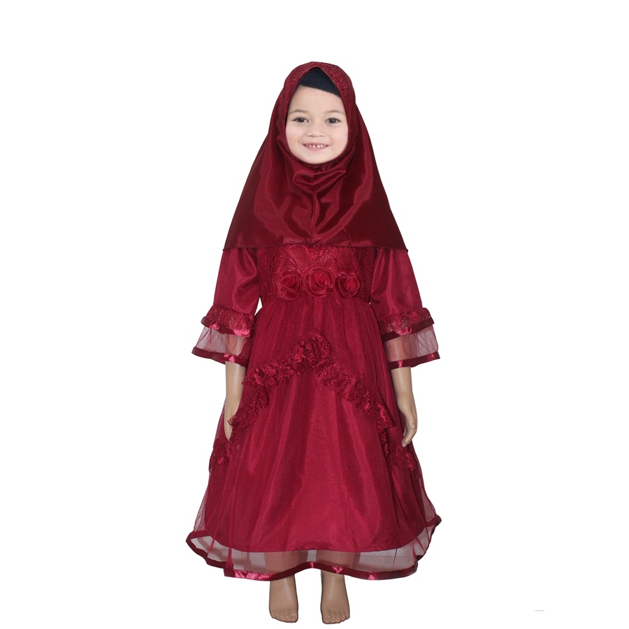 Set Hijab J381 Kids /Maxi /Stelan Maxi Dress Bergo Anak/Baju Muslim Hijab Anak/Gamis Syari Anak