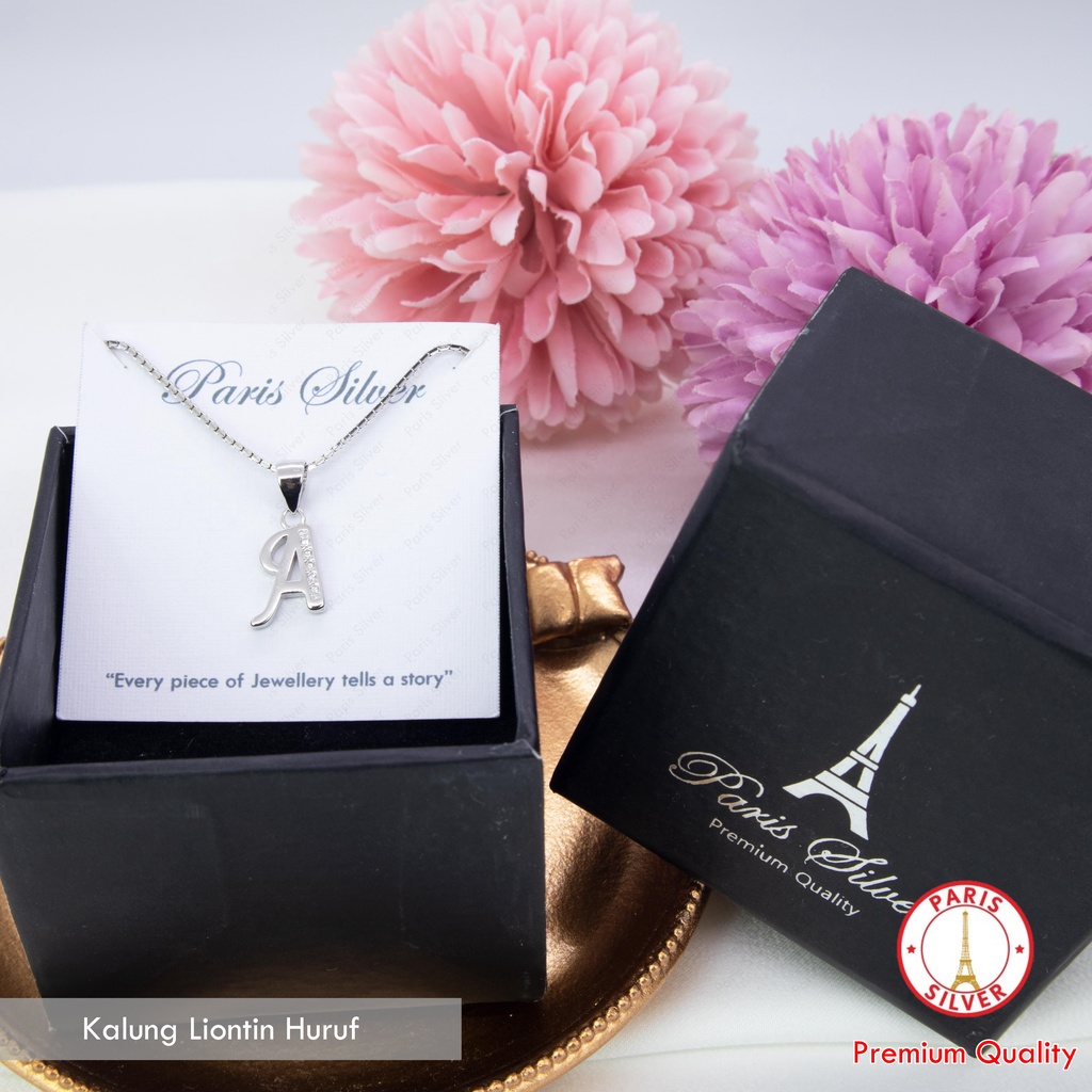 RB Kalung Huruf Nama Perak 925 Asli Alfabet Liontin Inisial Alphabet Silver Lapis Emas Putih Nagita