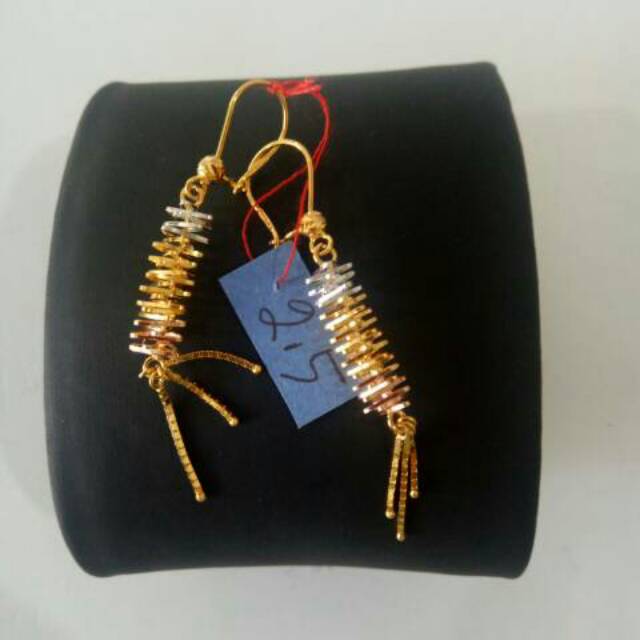 Anting Emas asli model jepit permata putih