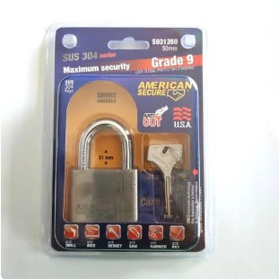 Gembok American Secure 50mm Panjang Dan Pendek -Gembok Anti Cairan Setan anti Cut