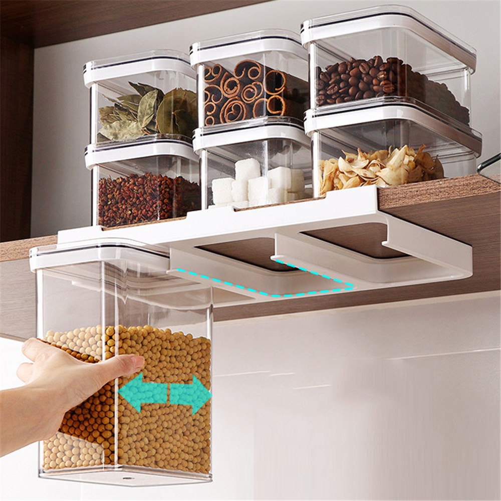 Toples Kedap Udara Dapur Plastik Food grade | Kotak Penyimpanan yang dipasang di dinding untuk Makanan dan Bahan