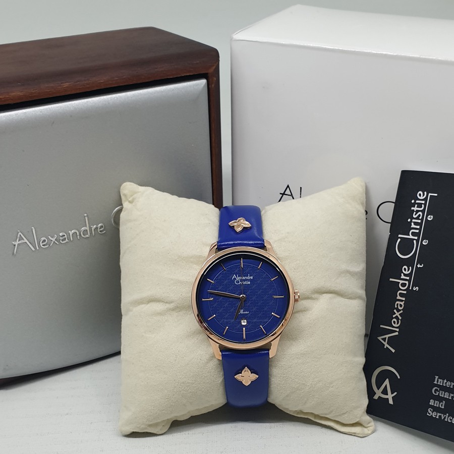 Alexandre Christie Ac 2777 Rosegold Blue, Jam Tangan Wanita, Original