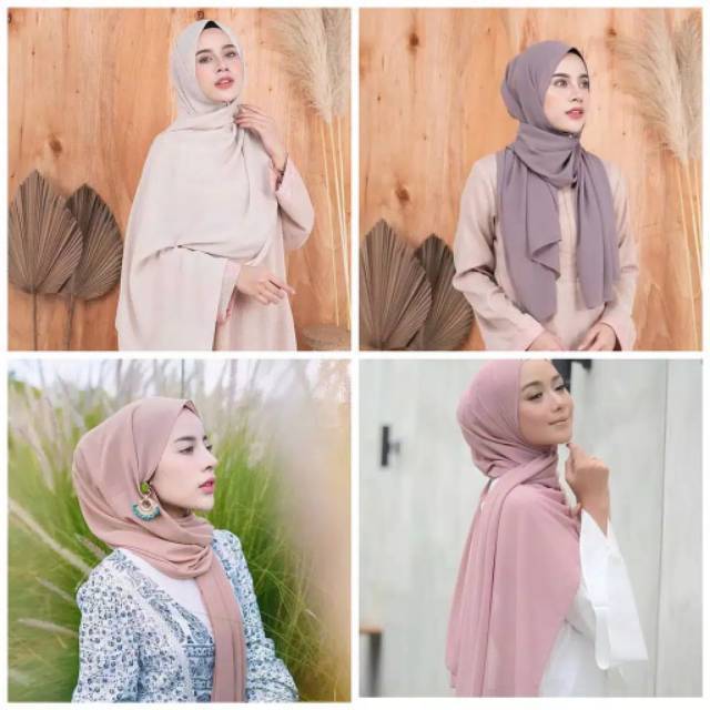 SC✌ HJ182 jilbab Heavy Chiffon Pashmina Arabian Pashmina Premium Quality Chiffon Hijab Import cod