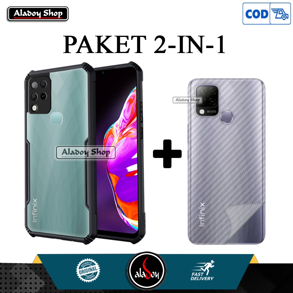 Case INFINIX HOT 10S 2021 Casing Transparent + Skin Carbon