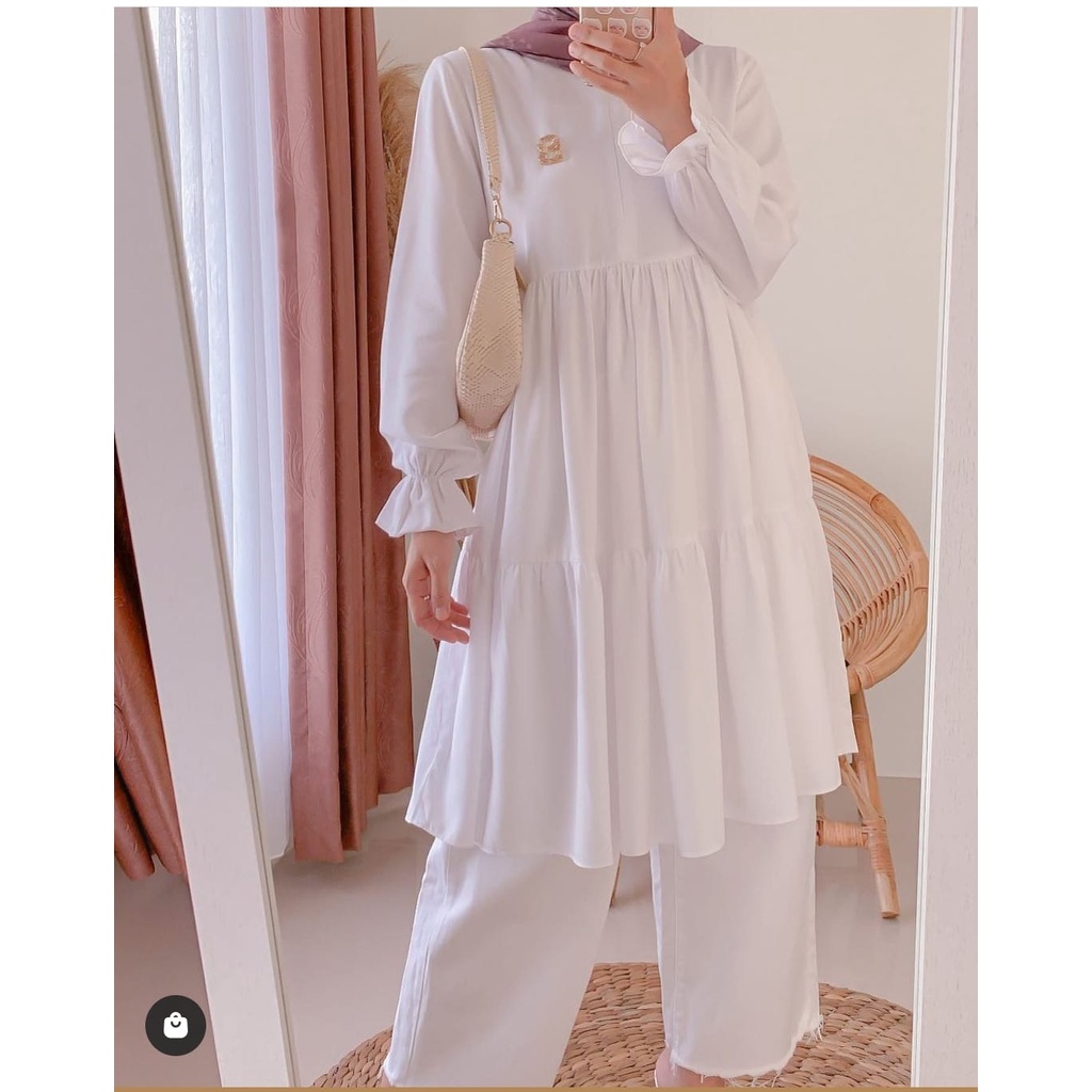MALIKA TUNIK RAYON POLOS / TUNIK POLOS MODEL REMPEL SUSUN / TUNIK BUSUI / TUNIK KATUN RAYON / LONG T