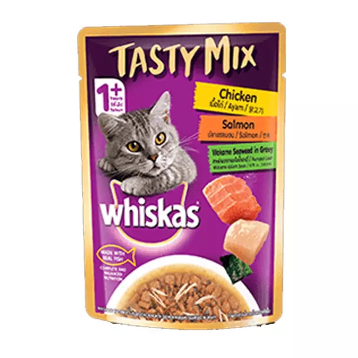 MAKANAN KUCING BASAH WHISKAS POUCH TASTY MIX 70GR ALL VARIAN