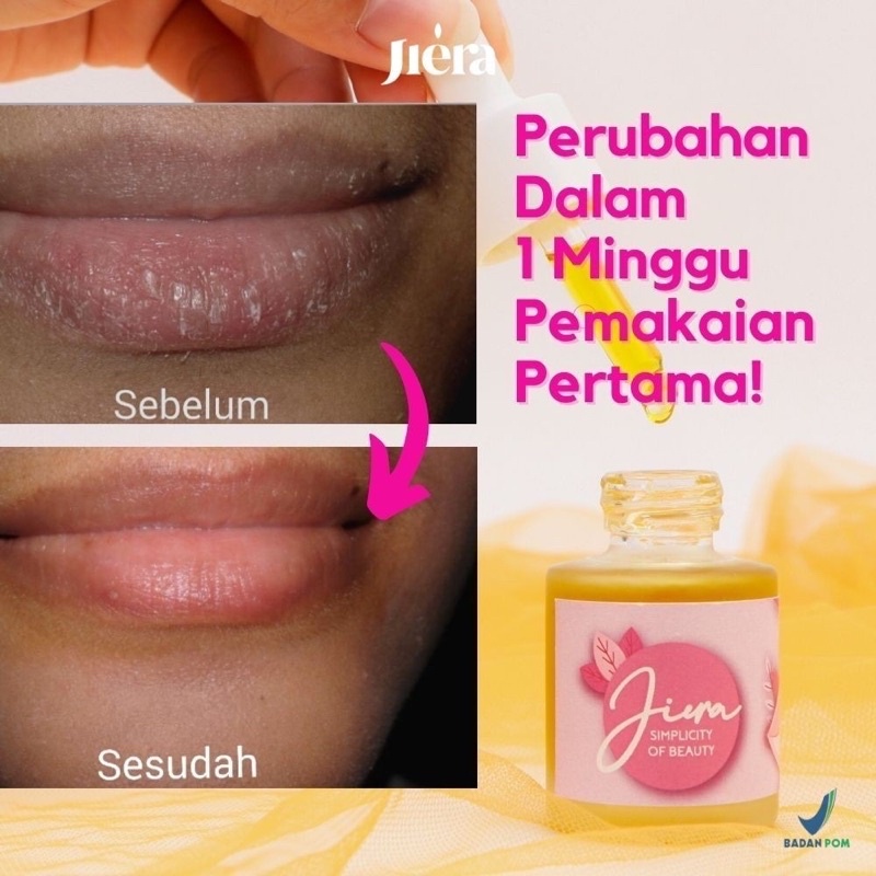 JIERA Natural Lip Serum BPOM 10ml / 20ml ORIGINAL 100% - Pencerah Bibir Hitam, Serum Bibir, Pelembab Bibir