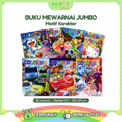 Buku Warna Anak Jumbo Motif Mewarnai Karakter Anak