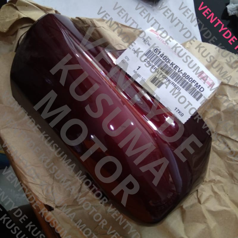 (100% KUALITAS ) tutup fork depan supra kiri merah tua. 61400-KEV-880FMD Keren Bos