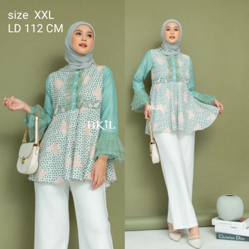 tey-17 Batik wanita ASJ SA HRB026 Kenongo Kemeja Tosca Pendek queenbutik