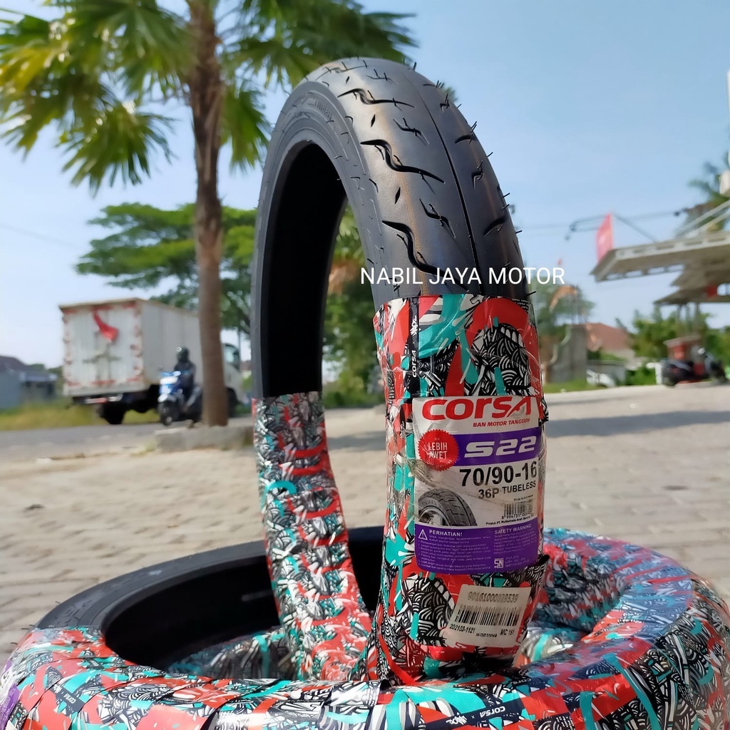 Ban Motor Corsa S22 70/90 Ring 16 Tubeles Free Pentil / Ban Motor  SkyWave / Ban Motor Nouvo / Ban M