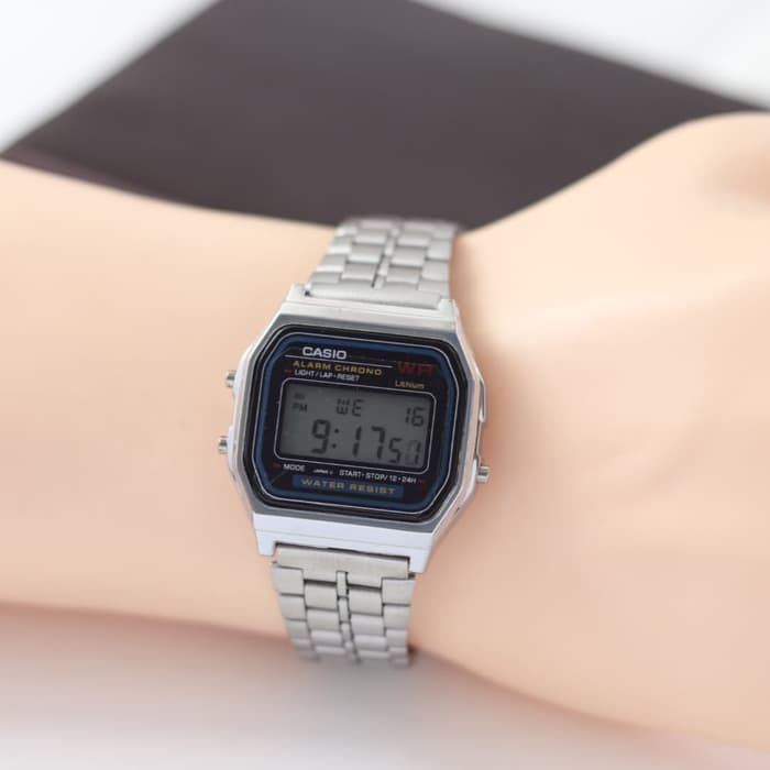 Jam Tangan Pria / Cowok  Digital Segi Rantai Silver