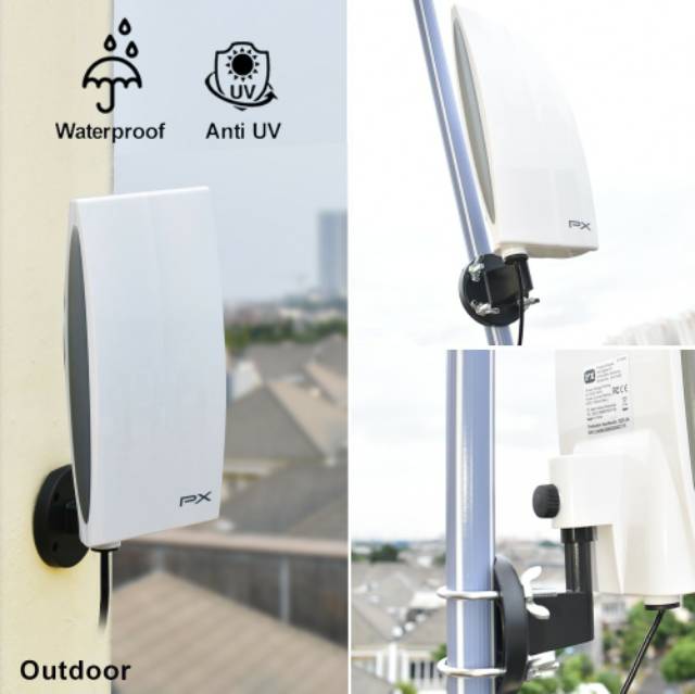 Antena TV Digital Analog Indoor / Outdoor Booster + Kabel 12 Meter PX DA-5200