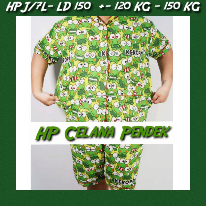 PIYAMA JUMBO CELANA PANJANG BAJU LENGAN PENDEK LD 150 140 130 120 SET PAKAIAN TIDUR WANITA DEWASA