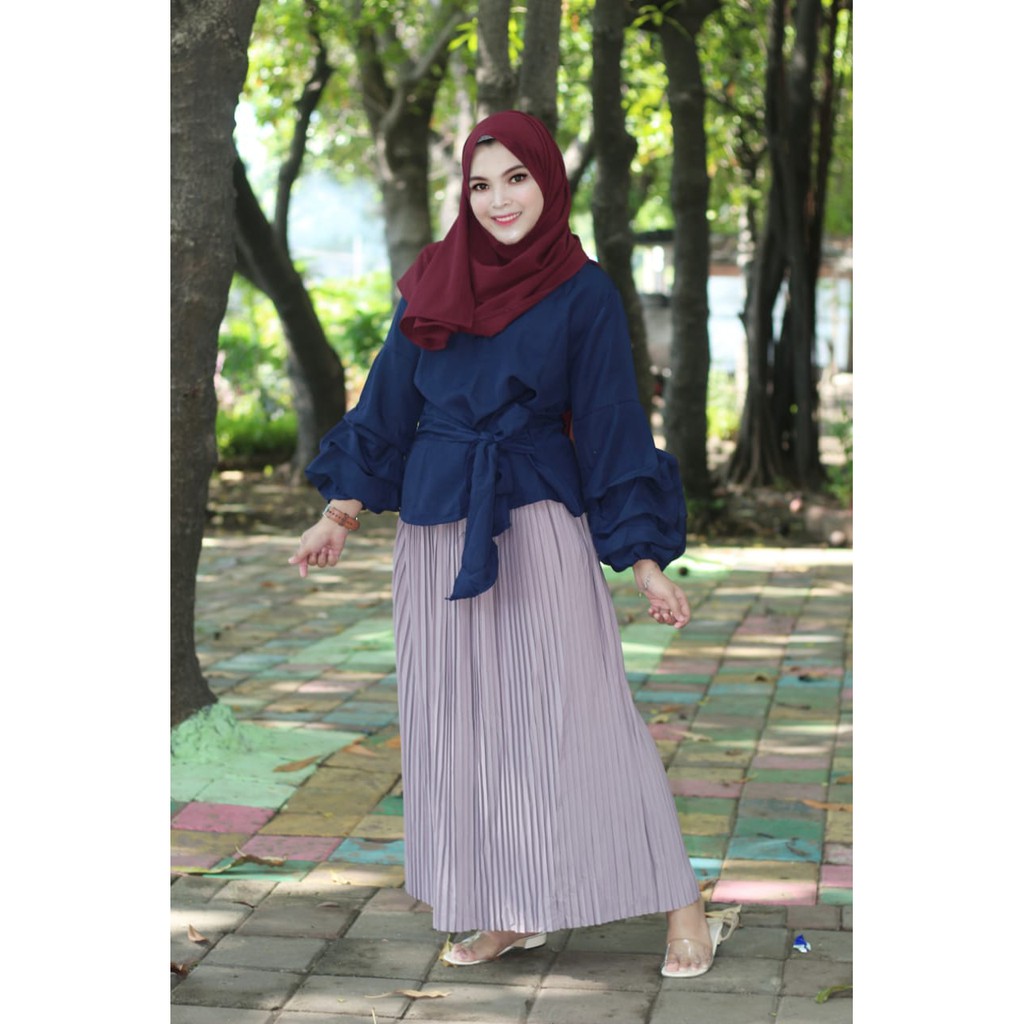 ROK PLISKET MURAH 357 LUVALINE ROK PLISKET PANJANG PLEATED SKIRT FLARE SKIRT MAYUNG FLOWY REMPEL