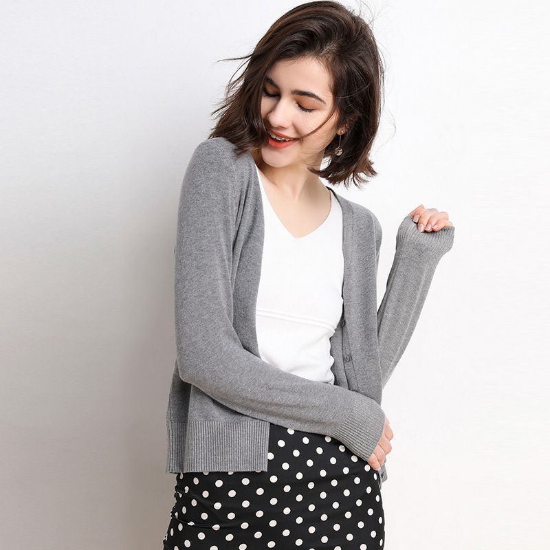 Basic Cardigan Polos Wanita Sweater Rajut Wanita Lengan Panjang Terbaru