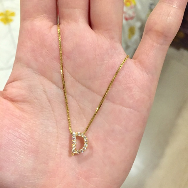 Kalung emas itali kadar 420 + liontin huruf D kadar 375