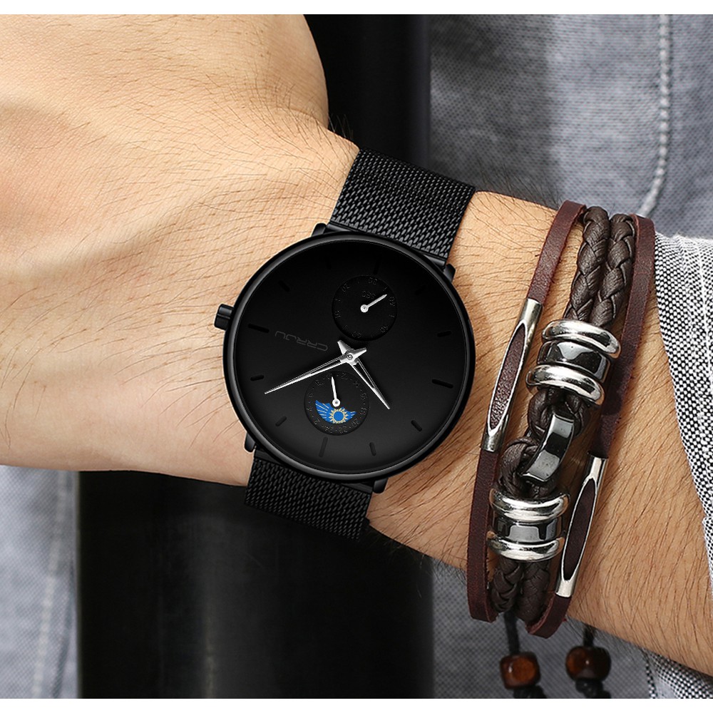 CRRJU Fashion Quartz Clock Sports Men Watch Jam Tangan Baja Ultra Tipis Tahan Air