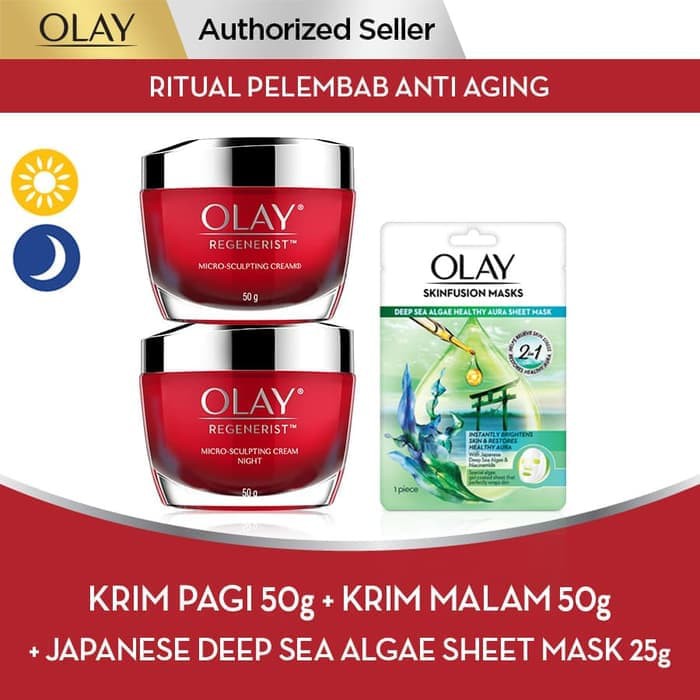 Olay Ritual Pelembab Anti Aging dan Olay Algea Mask