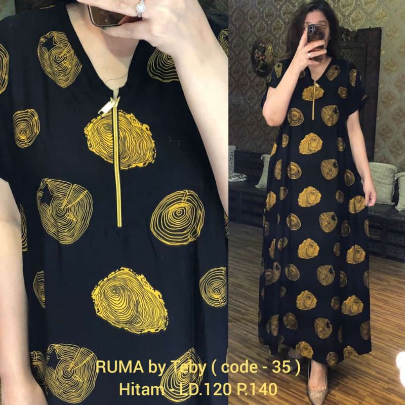 Daster Arab TEBY RUMA Series Dress Rayon Super Originanal Best Seller-Hitam Code 35