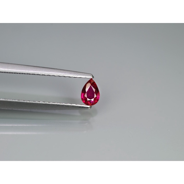 RB096 0.31Ct 4.5x3mm Pear Unheated Untreated Fiery Intense Pinkish Red RUBY, Winza