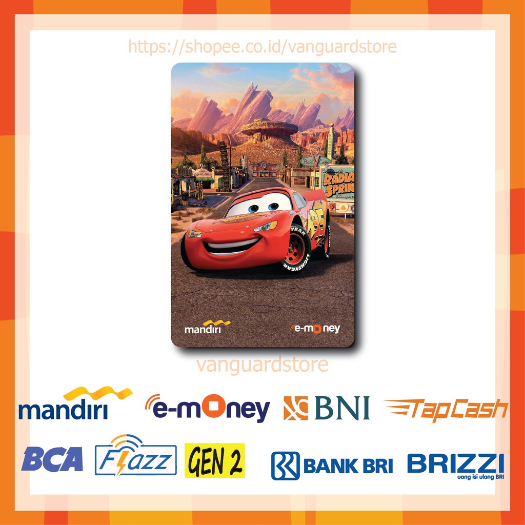 KARTU E MONEY E TOLL KARTUN CAR 95  KARTUN MOVIE 11 EMONEY MANDIRI FLAZZ BCA BNI TAPCASH BRIZZI