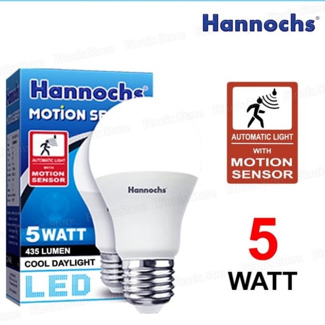 LAMPU LED HANNOCHS 5 WATT SENSOR GERAK BOHLAM LAMPU SENSOR GERAK 5W