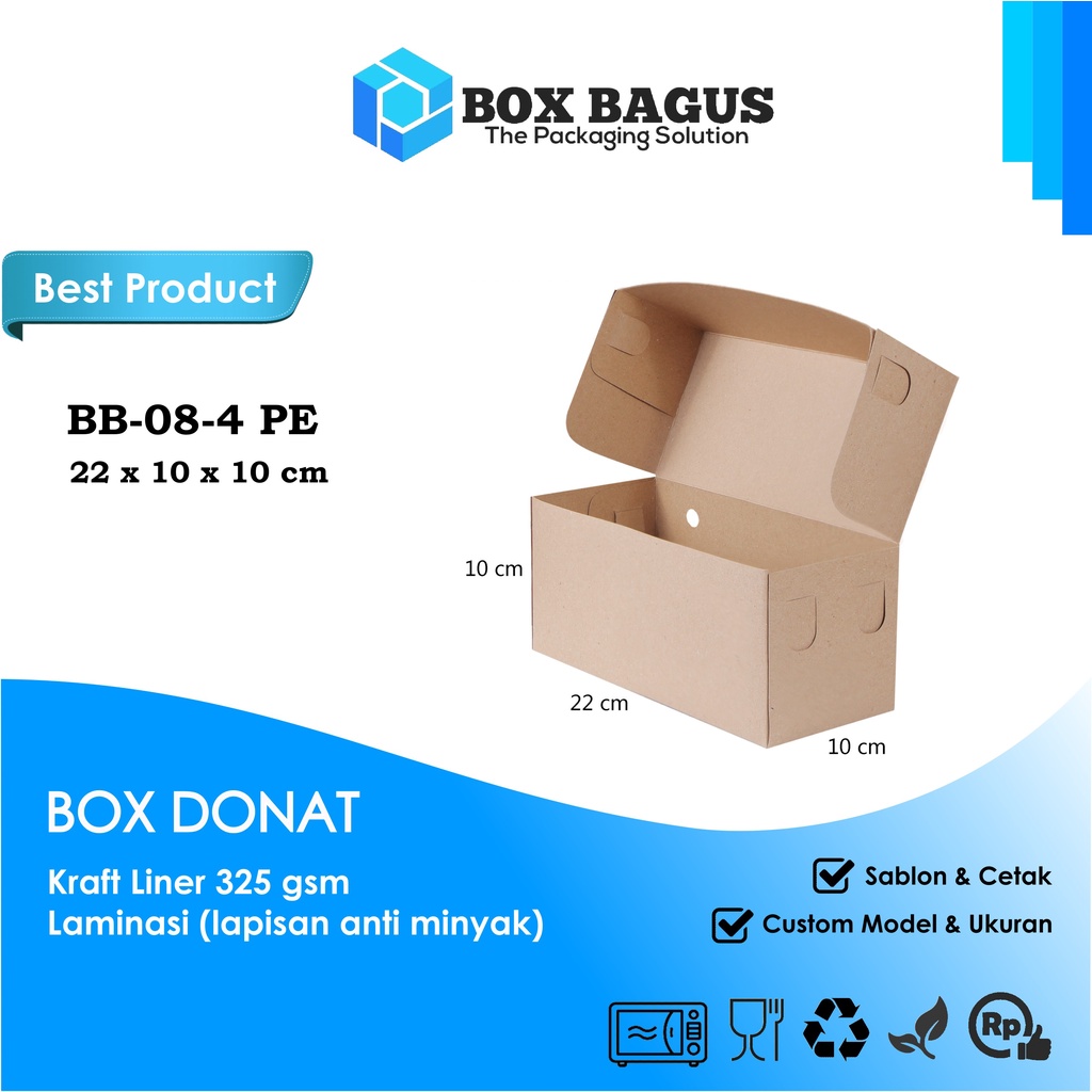 BOX DUS 22x10x10 KRAFT 325 GSM LAMINASI - KOTAK HAMPERS ROTI BAKAR DONAT BOMBOLONI BOLU GULUNG