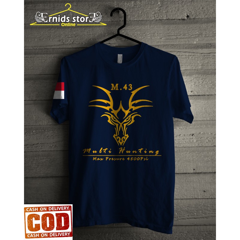 T-Shirt Ernids Store Kaos Destro Premium Seri M43 Ds Hunter Kaos Distro Olahraga Menembak & Berburu
