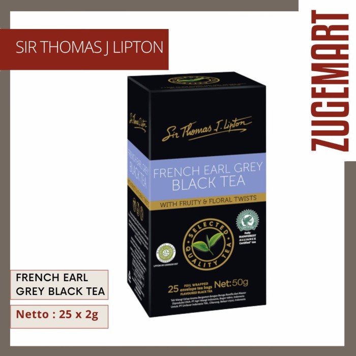 

Premium Tea Lipton Sir Thomas / Teh French Earl Grey Black Tea 25Sx2gr