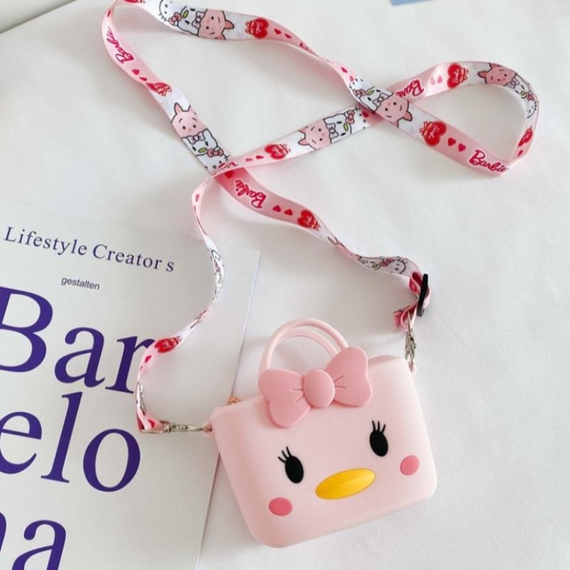 tas karakter anak selempang silikon lentur tas mini