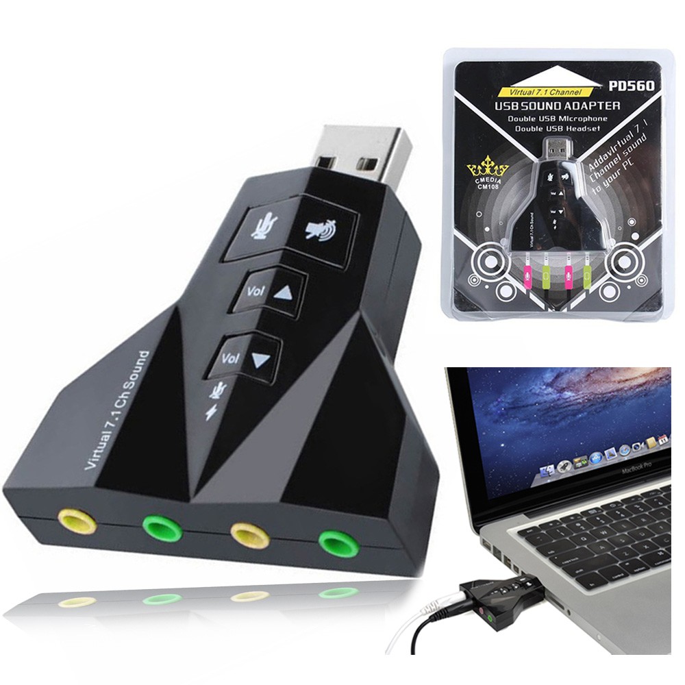 Trend-Universal USB Sound Adapter 7.1 Double Plus Volume - Hitam