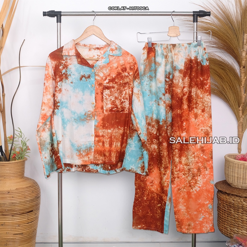 Setelan Baju Tidur Motif Bunga Sepatu / One Set Fashion Wanita Rayon Premium Kode T4 G4 G3 G2-G4 COKLAT-TOSCA