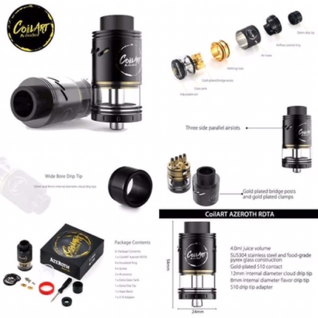 RDTA AZEROTH 24mm - atomizer azeroth rdta 24mm coil art